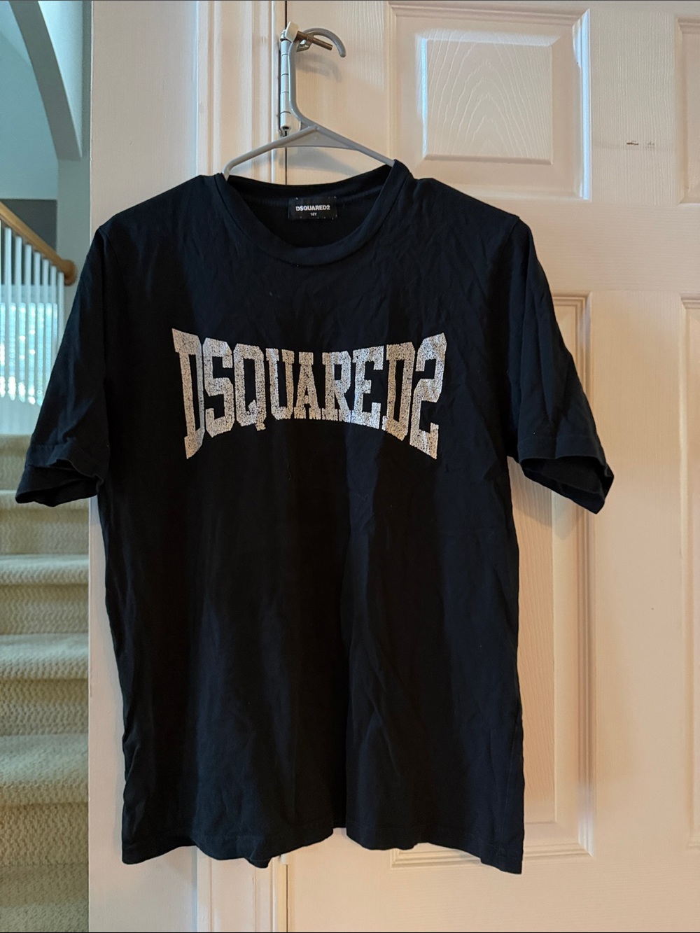 DSQUARED2 Black Tee with White Logo Across Chest